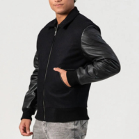 Blouson universitaire unisexe à col ras du cou, fermeture éclair, manches en cuir et laine, broderie, patchwork, lettres sur le devant, uniforme d'équipe Pharaoh personnalisé