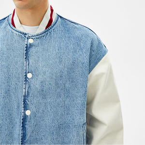 Blouson universitaire en toile personnalisé unisexe avec logo frontal, style baseball, prix abordable, vêtement d'extérieur décontracté et chaud, vente directe usine - Product Image 2