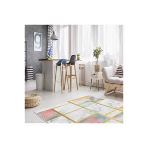 Alfombra esponjosa con aspecto de mármol dorado, alfombra de piel de tejido plano con patrón rectangular grande para sala de estar adolescente impresa digitalmente - Product Image 2