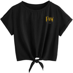 T-shirts de vêtements pour femmes noirs unis pour la vente en ligne de t-shirts décontractés de couleur personnalisée fabriqués par Fasmic International - Product Image 1