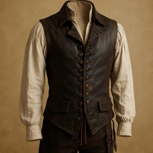 Chalecos de Cuero para Hombre de Alta Calidad, Estilo Medieval Renacentista del Siglo XVIII, Reproducción Personalizada de Uniformes Históricos - Product Image 4