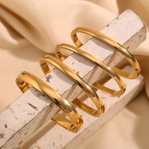 Nuovo Bracciale 2025 in Acciaio Inossidabile 316L Placcato <span class=keywords><strong>Oro</strong></span> 18k Super Lucido con Cerniera Ipoallergenico Semplice Curvo 4/5/6/8mm Gioielli - Product Image 3