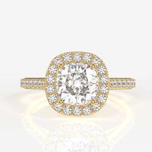 <b>Cushion</b> Cut Moissanite Diamond Halo Engagement <b>Ring</b> Sterling Silver Unique and Elegant <b>Wedding</b> Vow <b>Ring</b> - Product Image 1