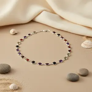 Collar de Plata 925 con Cuentas de Piedras Preciosas para Mujer, Colorido, para Uso Diario, Accesorio de Moda - Product Image 2