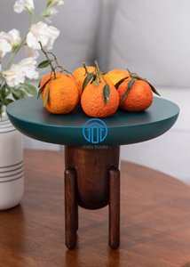 Cuenco moderno de pedestal de madera con base de trípode escultural Soporte redondo de madera para pastel Perfecto para exhibición de chocolate Ramadán y Eid 2024 - Product Image 6