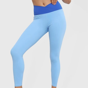 Leggings de yoga respirants à compression à taille mi-haute en tissu uni pour femmes, personnalisables, très vendus, en spandex/nylon - Product Image 5