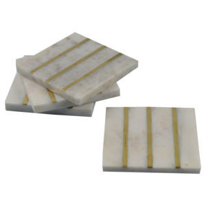 Creative <b>Marble</b> <b>Coaster</b> With Metal Strips Gift Cheap Price Most Demanding <b>Marble</b> <b>Coasters</b> for Table Decoration Party Kitchen - Product Image 4