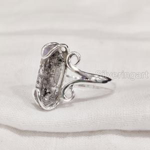 เครื่องประดับหินดิบผู้หญิงแหวนพลอยหยาบธรรมชาติสำหรับผู้หญิงแหวนเงินแท้แบบฮิปปี้สำหรับ925สำหรับงานเลี้ยง - Product Image 3