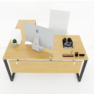 โต๊ะทำงานรูปตัวแอล รุ่น BFTB2010-TrapezBamboo II สไตล์มินิมอลร่วมสมัย ขนาด 160x160 ซม. พร้อมขาเหล็กประกอบสำเร็จ สำหรับใช้ในห้องนอน/สำนักงาน - Product Image 2