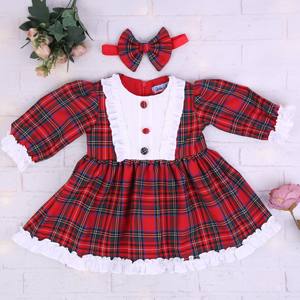 Vestidos para niñas 0-12 Princesa Puff Manga Patrón a cuadros Vestidos de Año Nuevo - Product Image 1