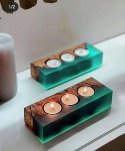 Modern Wooden and <b>Resin</b> <b>Epoxy</b> Candle Holder for Home, Hotel, and Spa Ambiance - Product Image 4