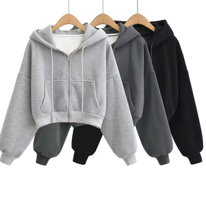 Casual, streetwear,Drop Shoulder, figuras, transpirable, ecológico, sudaderas con capucha, sudadera de entrenamiento de punto Fitness Sudadera con capucha para mujer - Product Image 4