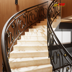 Modern Wrought Iron <b>Stair</b> Railing <b>Stairs</b> Ornamental Metal Craftsmanship Delivering Long-Lasting Strength Safety Luxury Villa - Product Image 2