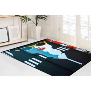 Tapis imprimé avec illustration de femme minimaliste, moderne, doux, lavable en machine, cadeau de mariage, avec poils doux - Product Image 2