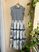 Vestido Largo Maxi de Verano, Casual, Ecológico, con Estampado Floral Bordado a Mano, 100% Algodón, Sin Mangas, Cuello Halter