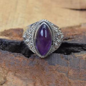 Anillo de piedras preciosas de amatista de Plata de Ley 925, joyería hecha a mano, anillo de estilo bohemio de plata, joyería para mujer, regalo de boda para esposa - Product Image 5