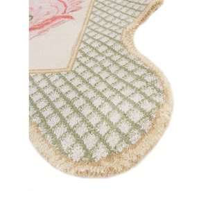 พรมขนสัตว์ถักมือสีเบจและสีน้ำตาลลายดอกไม้ รุ่น Akwl-9006 จาก Jardins Du Monde เหมาะสำหรับห้องนั่งเล่น ห้องโถง หรือพื้นที่สำหรับวัยรุ่น - Product Image 4