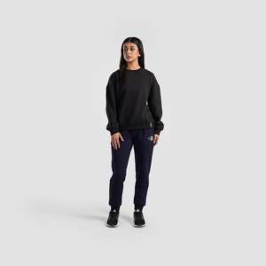 Customizable Logo Varsity Style <b>Joggers</b> 100% Cotton Baggy Sports Wear High Waist Side Stripe Pattern XL 6XL <b>Navy</b> Color - Product Image 4