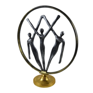 Statue humaine en métal de sculpture de figure de conception classique avec la pose debout noire sur la base en métal pour la décoration de table de bureau - Product Image 5