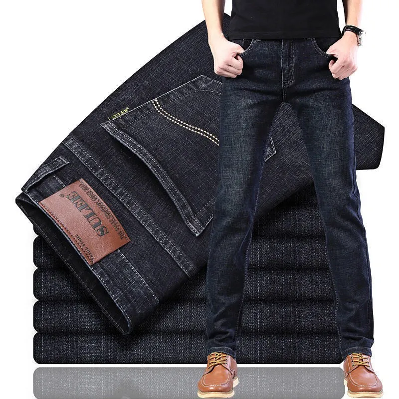 Pantaloni jeans super elasticizzati da uomo di nuovo Design estivo personalizzato pantaloni larghi in Denim jeans lavati abbigliamento casual all'ingrosso