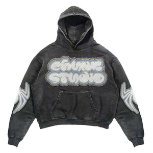 Sweat à capuche oversize pour homme, style Y2K, avec motif graphique 3D vintage, délavé à l'acide, manches évasées, manches longues, streetwear, automne hiver - Product Image 3