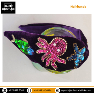 Personnalisation disponible pour les bandeaux brodés à la main pour filles, motifs pieuvre, poisson et étoile de mer, pour fêtes et activités de plein air, en promotion - Product Image 6