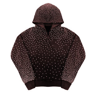 Nouvelle mode personnalisée couleur unie poids lourd 100% coton hommes sweats à capuche automne ODM strass à capuche 2026 - Product Image 5