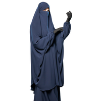 Jilbab élégant deux pièces droit et modeste en tissu de laine marine pêche pour femmes, idéal pour le Hajj, l'Omra, la prière, la mosquée et les événements islamiques