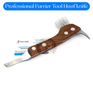 Cuchillo de pezuña personalizado Herramienta de cuidado de pezuña 3 en 1 con cepillo y cepillo de selección de gancho Limpia cuchillo de suciedad y arena para recortar pezuñas de acero inoxidable - Product Image 6