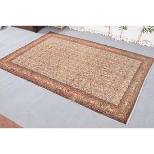 Classic Beige <b>Brown</b> 6.4 X 9.4 ft Vintage Turkish Eco Friendly <b>Wool</b> Latex Patchwork Rectangular Hallway Side Bedside Rugs New - Product Image 4