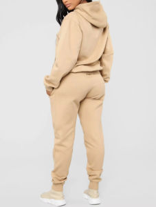 Custom Logo Cotton Slim Fitted <b>Fleece</b> <b>Jogger</b> and Hoodie Sportswear Two Piece Set For <b>Woman's</b> Sweatsuit - Product Image 4