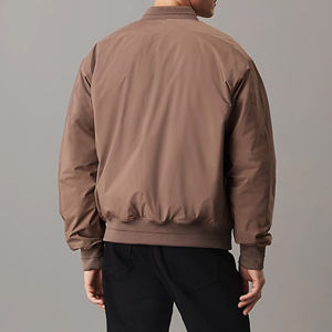 Men's Satin Bomber Jacket | Custom Size & Logo Windproof Winter Jacket | <b>Brown</b> Pattern Silky Streetwear OEM Wholesale - Product Image 4