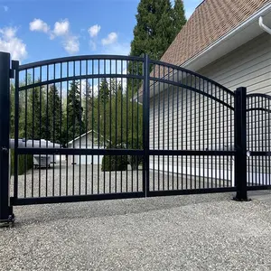 Exterior Metal Sliding Wrought Iron Gate Galvanized Steel Fence Door Iron Gate