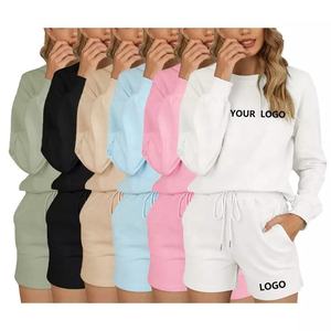 OEM Wholesale <b>Women's</b> <b>Long</b> Sleeve Sweater Hoodies with Breathable Joggers Custom Logo Two Piece Set - Product Image 1