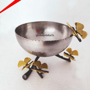 Decorative butterfly <b>Bowl</b> <b>Stainless</b> <b>Steel</b> and Brass Base <b>Bowl</b> for Weddings Hotels Decor - Product Image 1