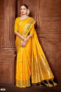 Saree en soie Royal et Rich Paithani Beaux vêtements indiens et pakistanais imprimés numériquement - Product Image 3