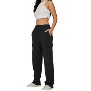 Pantalon évasé de haute qualité pour femmes, mode décontractée, coupe slim, molleton ample, jambe large, pantalon évasé en coton molleton pour femmes - Product Image 3