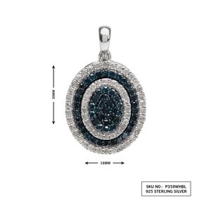 JEWELSPAARK Collar con Colgante de Diamantes Azules y Blancos Naturales de 1.48 Ct para Mujer, Plata de Ley, Moderno, para Boda/Aniversario - Product Image 3