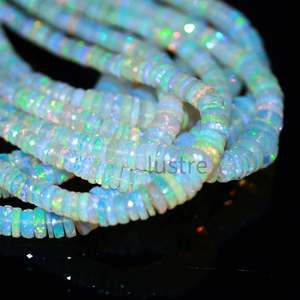 Perles d'Opale Éthiopienne de Grade AAA, 7,5 mm, Facettées, Coupe Lisse Type Pneu, Jaunes et Blanches, pour la Fabrication de Bijoux, Unité de Fil - Product Image 5