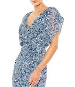 Robe de mariage sans manches robe de soirée à paillettes fée devant élégante robe longue en soie perlée vintage pour dames crêpe chaude sexy - Product Image 5