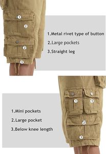 Pantalones cortos cargo informales de algodón 100% de alta calidad para hombre, pantalones vaqueros de cintura media con varios bolsillos y cinco cuartos - Product Image 4