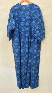 Robe midi en coton bohème à fleurs, tunique d'été faite à la main pour femmes - Product Image 3