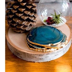 Posavasos de resina amarilla mantequilla hechos a mano con lámina dorada, juego de epoxi de lujo para Bar, cocina y Mesa - Product Image 3