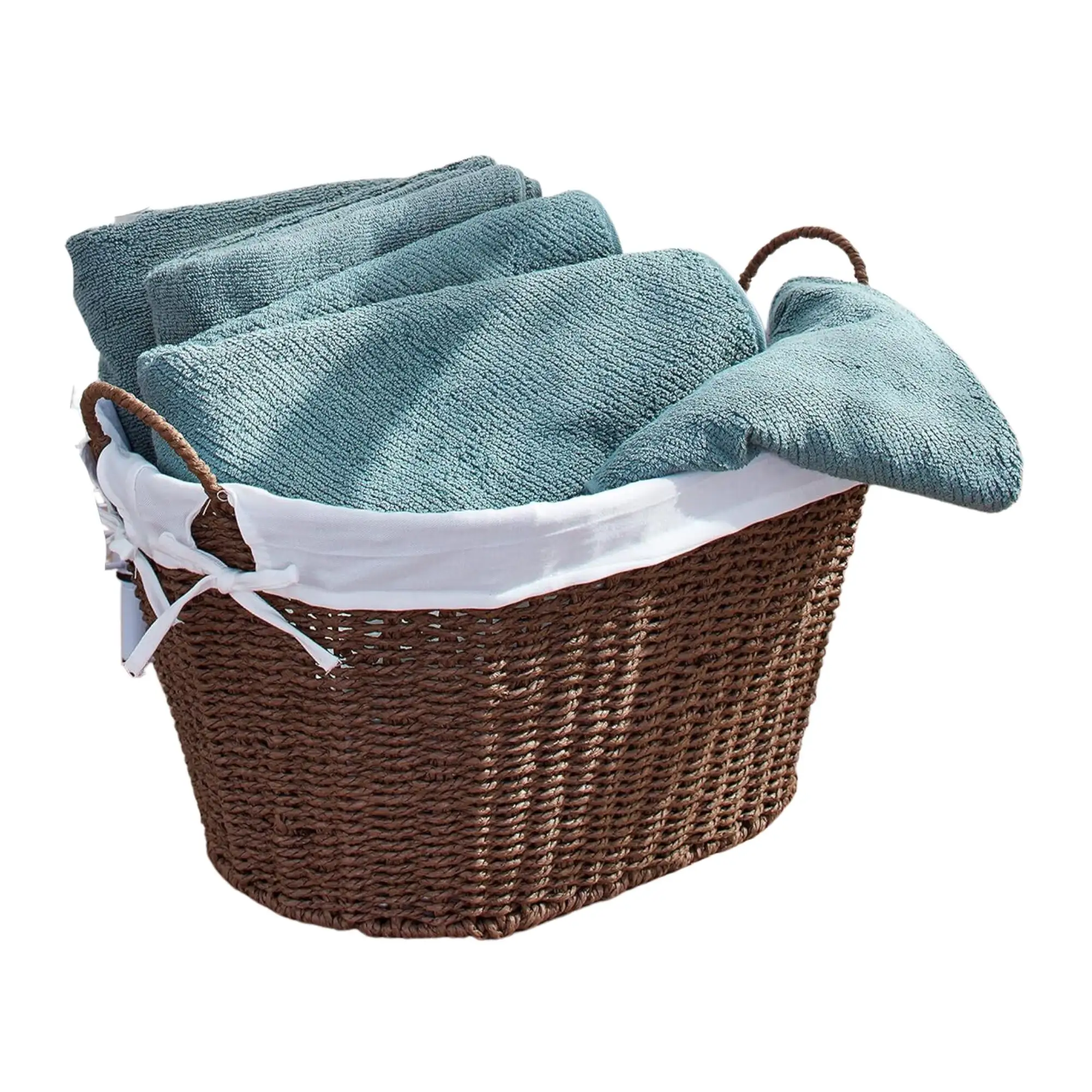 Wholesale factory Wicker Seagrass Laundry Basket Hamper with Handles and Removable Liner Handmade Seargass Basket for Storage