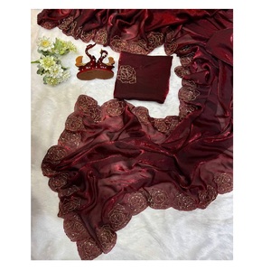 Sari ethnique traditionnel indien de style boutique avec chemisier, magnifique sari en soie fantaisie pour femmes pour les fêtes, mode indienne - Product Image 2
