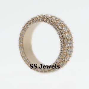 Anillo de compromiso de boda estilo Hip Hop de Plata de Ley 925 Unisex VVS banda de moissanita chapado en rodio Ajuste de pavé acabado helado - Product Image 4