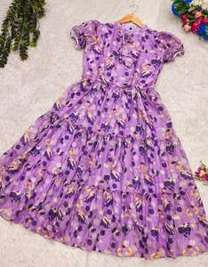 Vestido Maxi con gradas y estampado floral elegante, vestido bohemio de verano con mangas abullonadas para mujer - Product Image 5