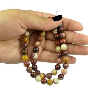 Perles lisses en jaspe Mookaite naturel de 8 mm, pierres précieuses certifiées par un tiers, marque Chakralume, pour la fabrication de bijoux, bracelets et colliers - Product Image 3