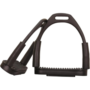 Étriers de sécurité pour chevaux en noir mat solide, flexibles, antidérapants, à large bande de roulement, protection de la cheville, équipement d'équitation - Product Image 2