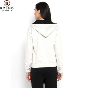 เสื้อฮู้ดมีซิปแบบกำหนดเองสำหรับผู้หญิงแจ็คเก็ตมีฮู้ดเสื้อครอปสีตัดกันเสื้อฝรั่งเศสเทอร์รี่ถักมีน้ำหนักเบา - Product Image 3